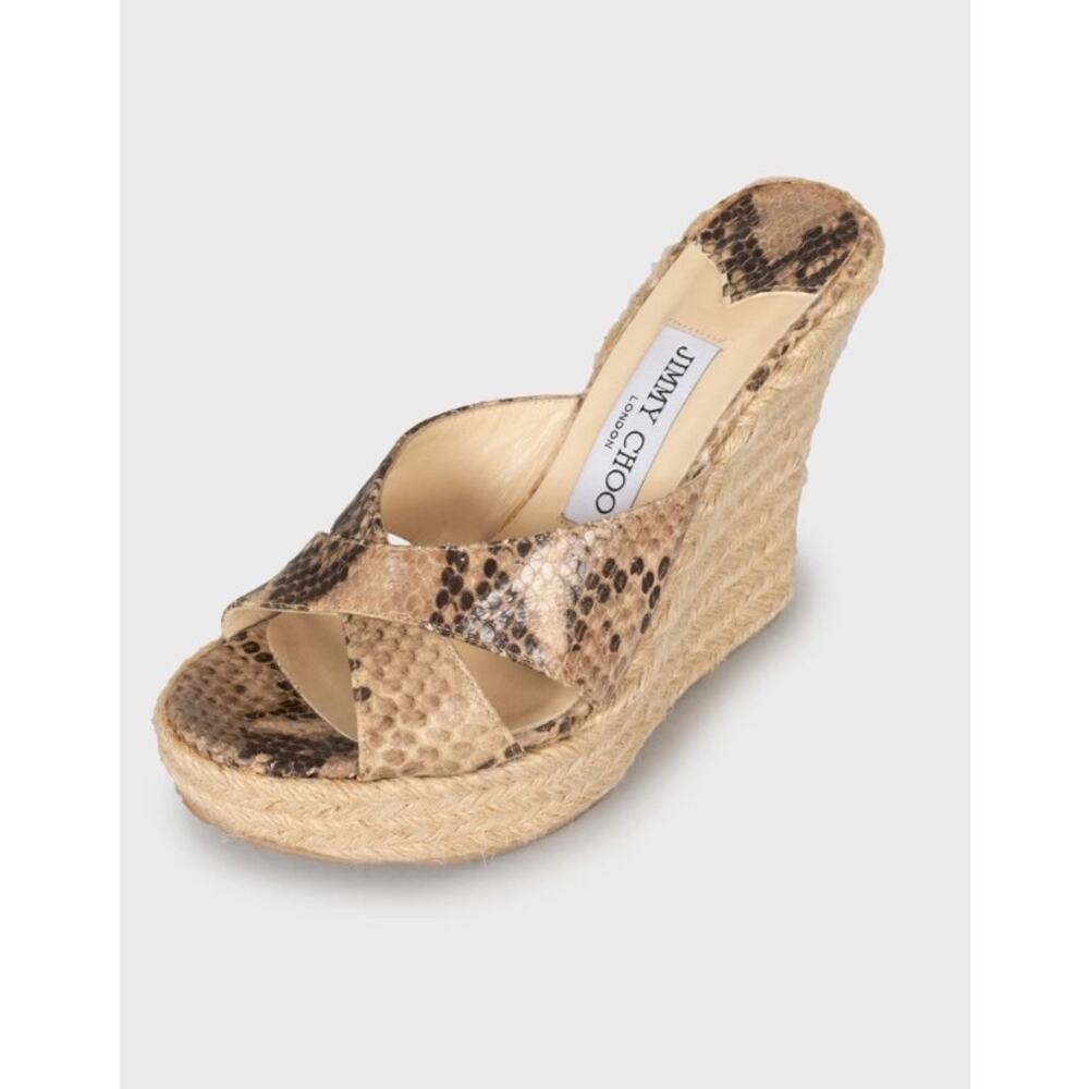 Jimmy Choo Animal Print Leather Wedge Sandals Sz.36 - Picture 3 of 5